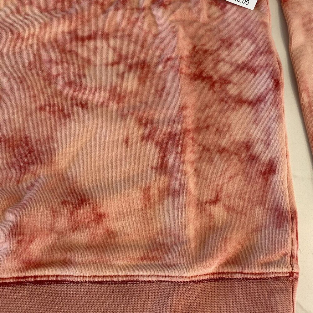 NWT $49 Women Vigoss Peach Pink Acid Wash Cotton Crewneck Sweatshirt XS‎ Tie Dye - Picture 5 of 7